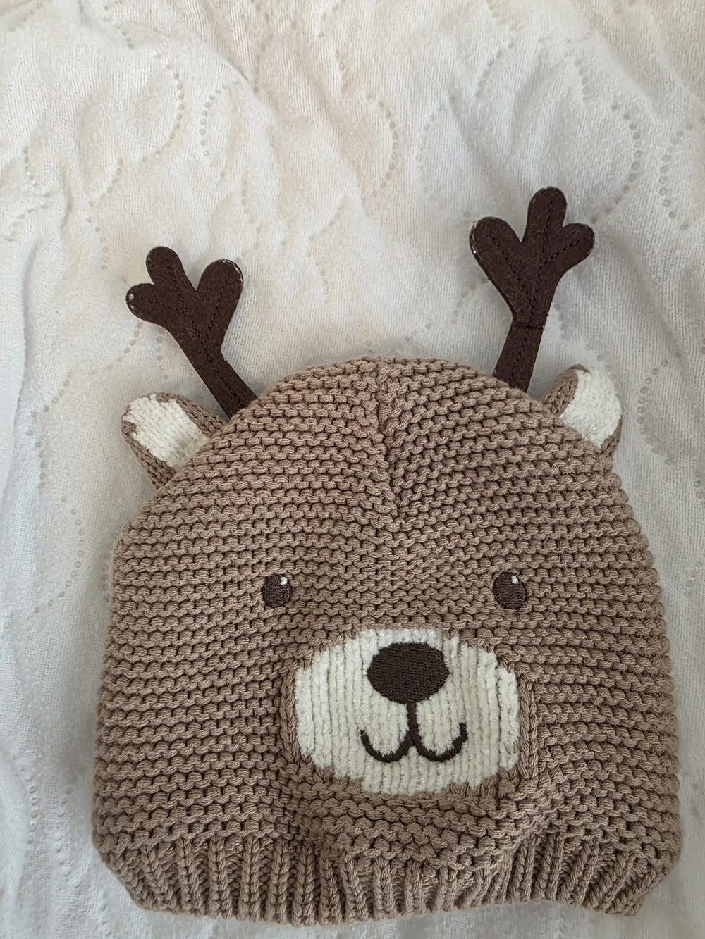 Carter's Knit Reindeer Beanie Hat in Brown and White
